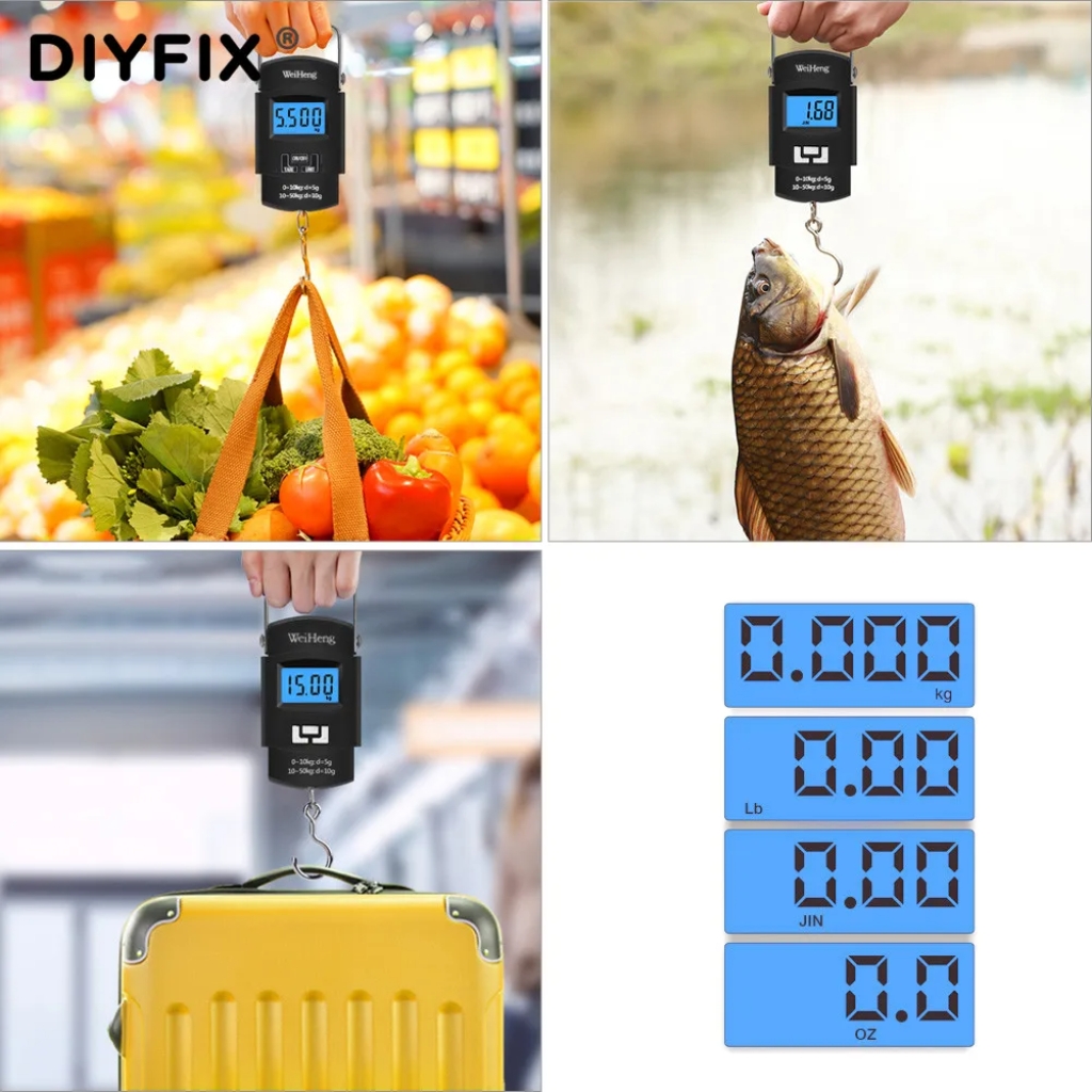 Balance à bagages numérique portable avec écran LCD 50KG10G WH-A08