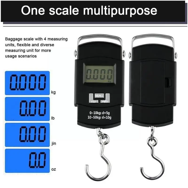 Balance à bagages numérique portable avec écran LCD 50KG10G WH-A08