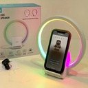 Lampe de chevet avec chargeur sans fil, haut-parleurs Bluetooth rechargeables support de charge rapide
