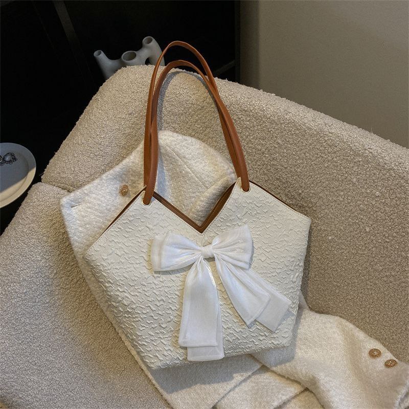 Sac seau avec nœud pour femmes de grande capacité automne