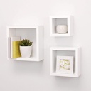 3 Étagères Murale en Bois de Décoration Forme Carrée