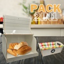 Pack 2in1 Porte Pain et Panie a Pain en bois marbre