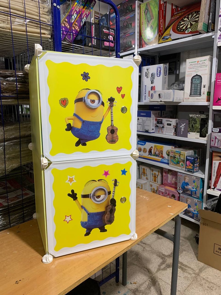 Armoire de table de chevet pour enfants étanche à 2 portes Les mignons