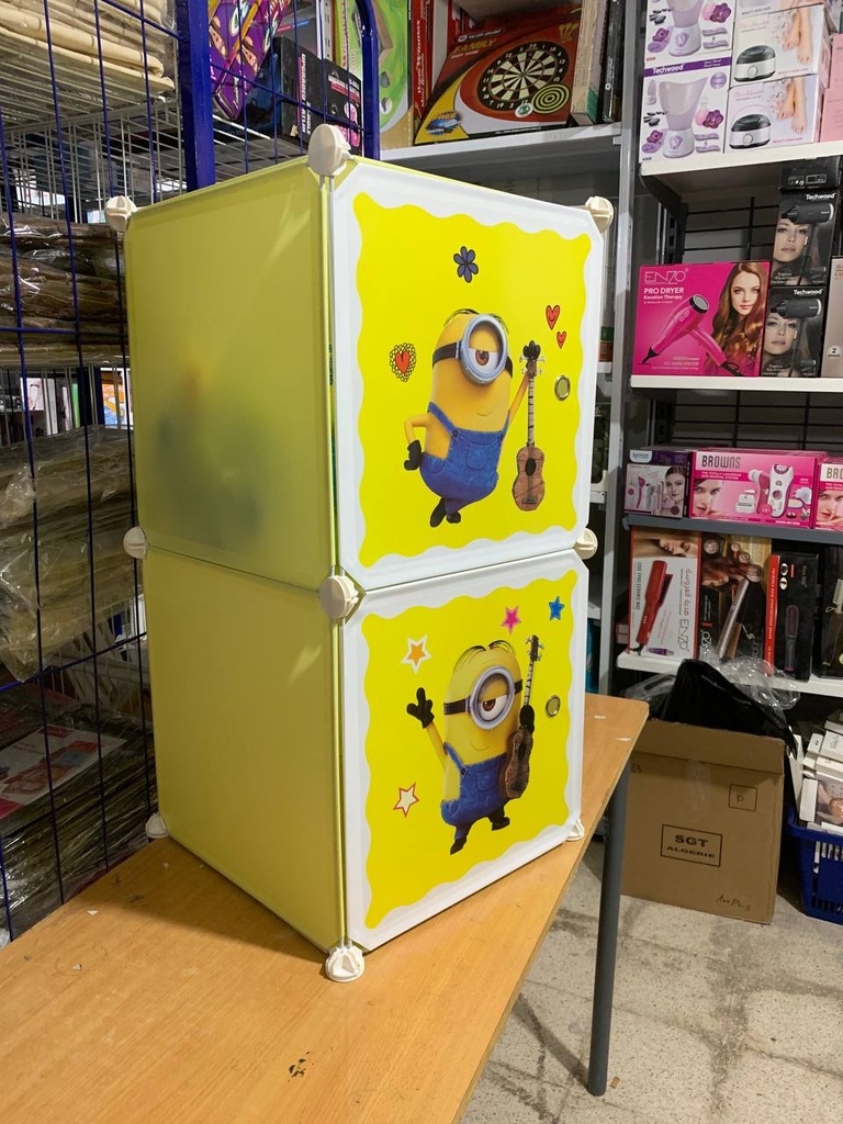 Armoire de table de chevet pour enfants étanche à 2 portes Les mignons