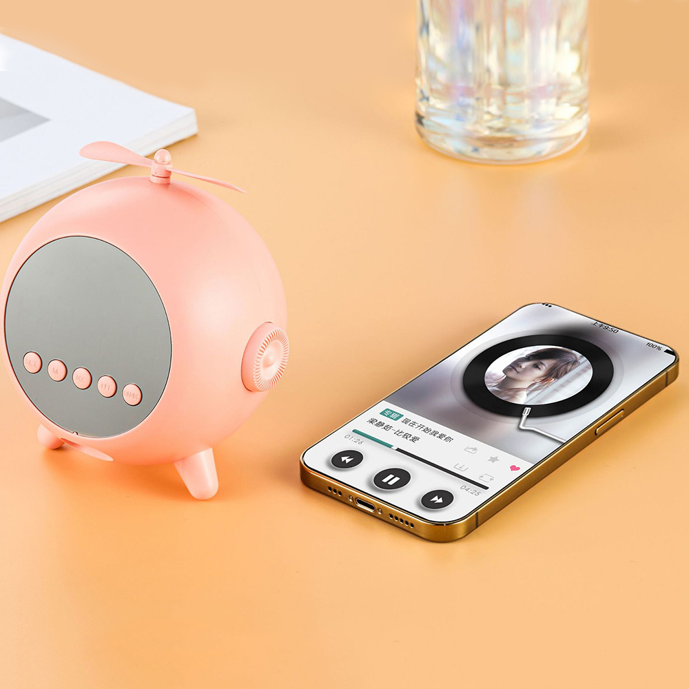 Réveil Numérique à Miroir  Rechargeable avec Haut-parleur Portable Bluetooth 5.0