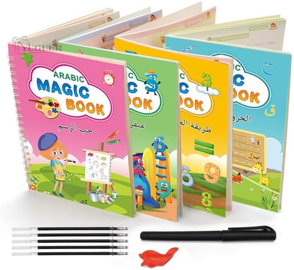 Ensemble de 4 Livres Éducatifs pour Enfants : Lettres, Nombres, Maths, Dessin - MAGIC BOOK