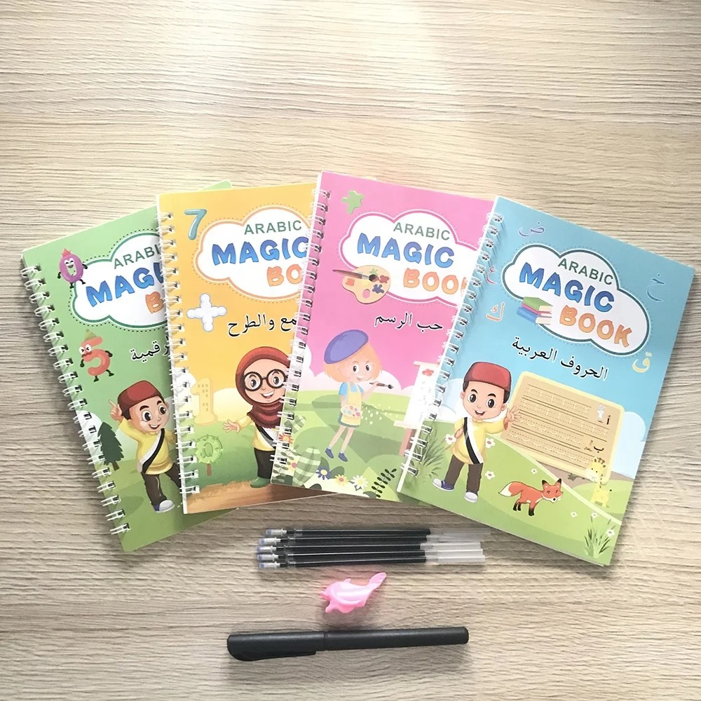 Ensemble de 4 Livres Éducatifs pour Enfants : Lettres, Nombres, Maths, Dessin - MAGIC BOOK