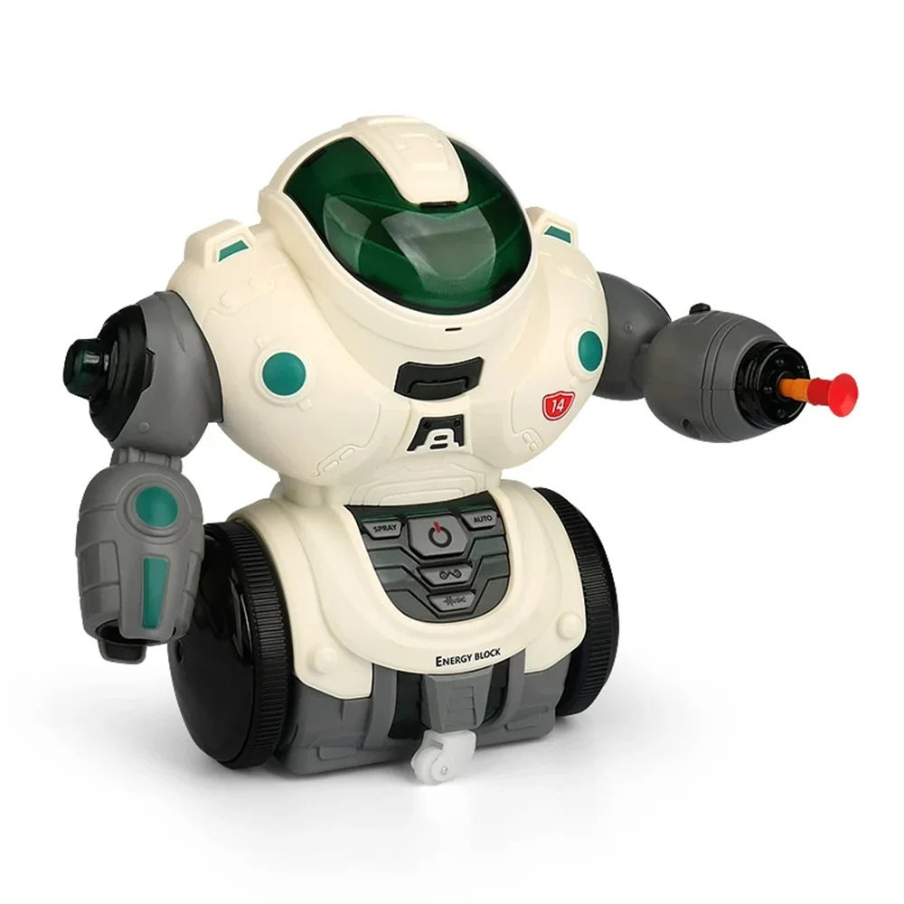 Robot électrique intelligent coulissant parlant, dansant, chantant, avec LED colorées et spray