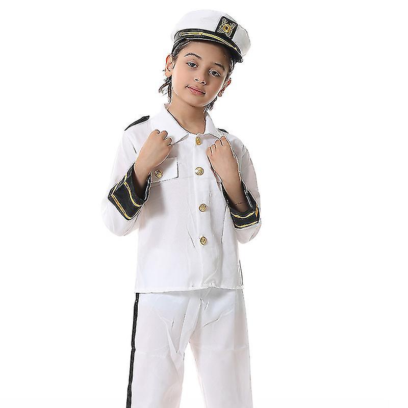 Costume Capitan Marine pour Enfant 5-7 ans Chemise, Pantalon, Chapeau,