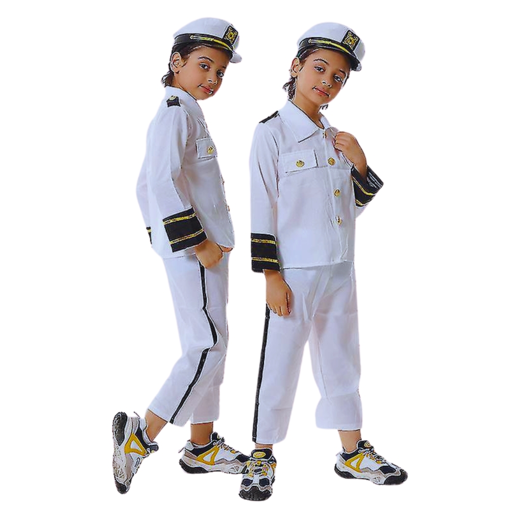 Costume Capitan Marine pour Enfant 5-7 ans Chemise, Pantalon, Chapeau,