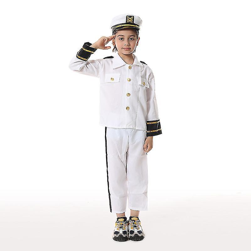Costume Capitan Marine pour Enfant 5-7 ans Chemise, Pantalon, Chapeau,