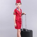 Costumes hôtesse de l'air pour Enfants, Uniformes d'Aviation, 4 Pcs
