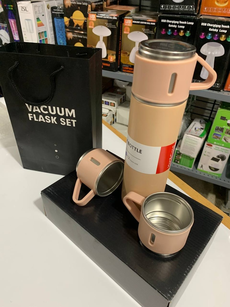 Ensemble Thermos avec 3 tasses thermique 500ml en acier inoxydable