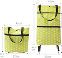 Chariot et sac de courses pliable en tissu Oxford flexible avec roulettes pliables pour économiser de la force