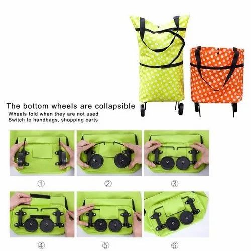 Chariot et sac de courses pliable en tissu Oxford flexible avec roulettes pliables pour économiser de la force
