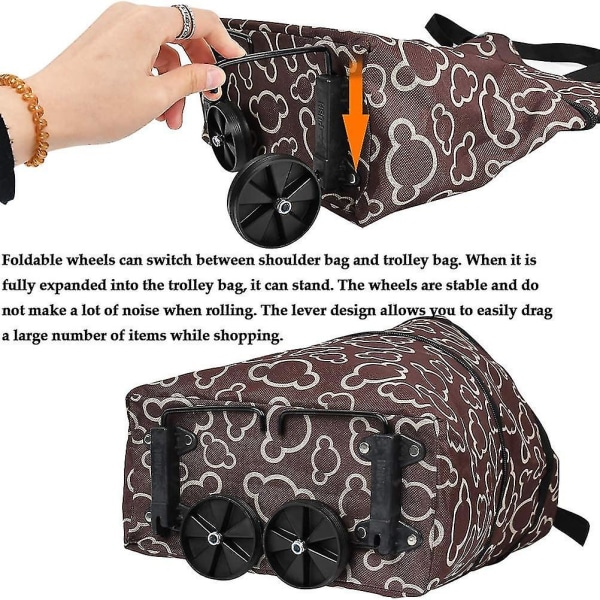 Chariot et sac de courses pliable en tissu Oxford flexible avec roulettes pliables pour économiser de la force
