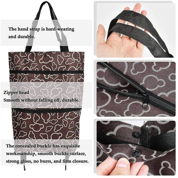Chariot et sac de courses pliable en tissu Oxford flexible avec roulettes pliables pour économiser de la force