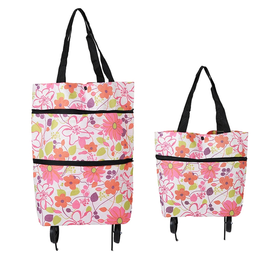 Chariot et sac de courses pliable en tissu Oxford flexible avec roulettes pliables pour économiser de la force