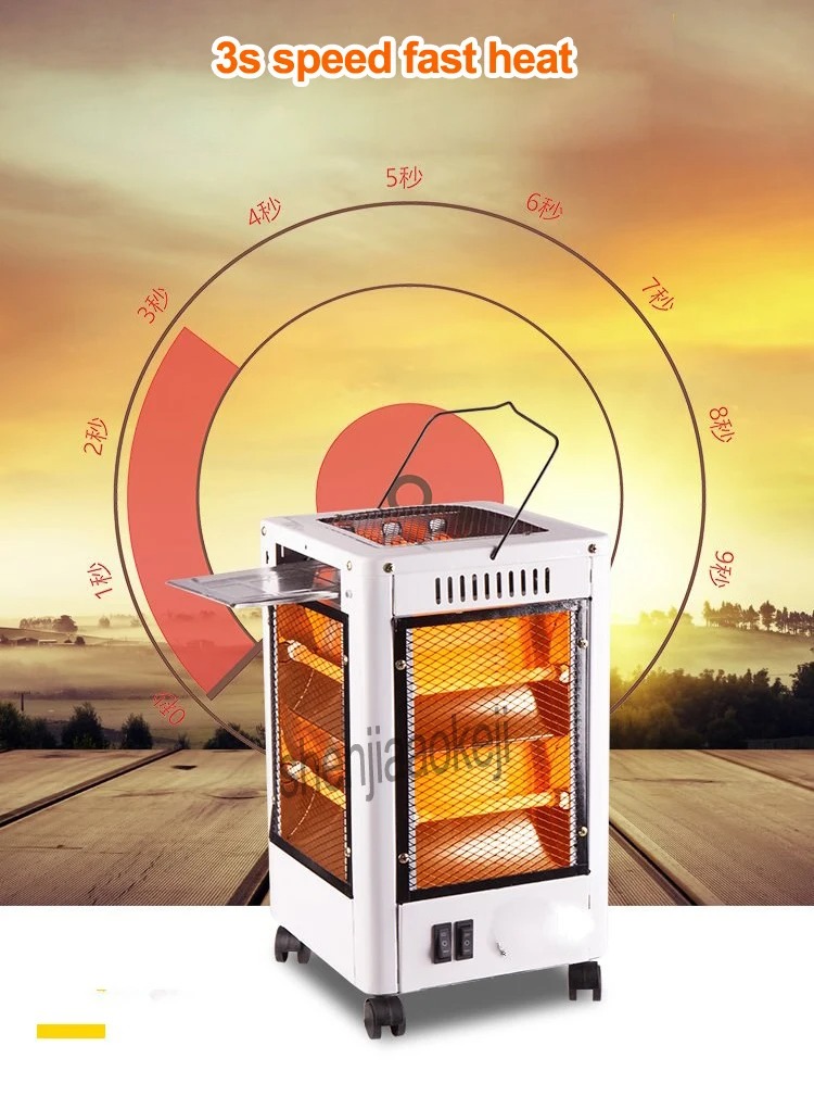 Chauffage Soufflant 2000 W, 360 Degrés, Électrique Eco, Faible Consommation avec 5 Poignées, 5 Modes (400 W-2000 W) - Blanc