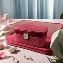 Boîte de rangement de bijoux avec miroir portable en Cuir Pu GM