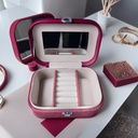 Boîte de rangement de bijoux avec miroir portable en Cuir Pu GM