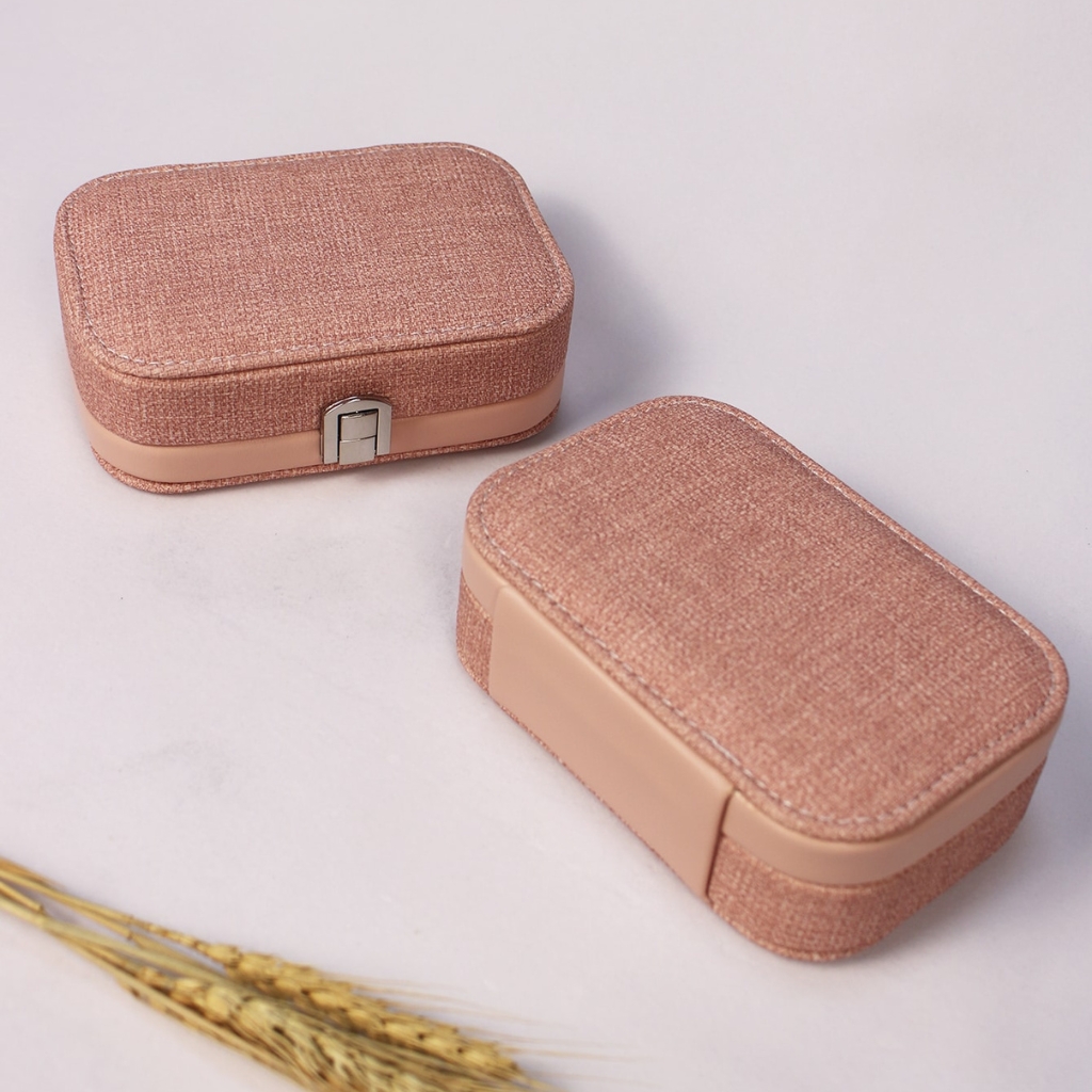 Boîte de rangement de bijoux avec miroir portable en Cuir Pu GM