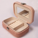 Boîte de rangement de bijoux avec miroir portable en Cuir Pu GM