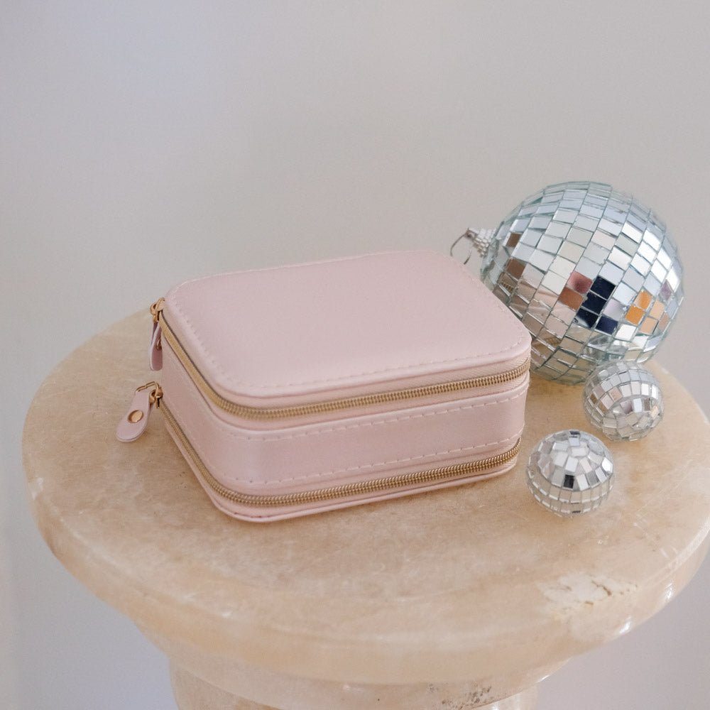 Trousse à bijoux en cuir PU anti-poussière à double couche avec miroir -  PM - منظم مجوهرات أنيق مزدوج الطبقات للسفر