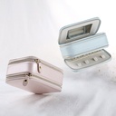 Trousse à bijoux en cuir PU anti-poussière à double couche avec miroir -  PM - منظم مجوهرات أنيق مزدوج الطبقات للسفر