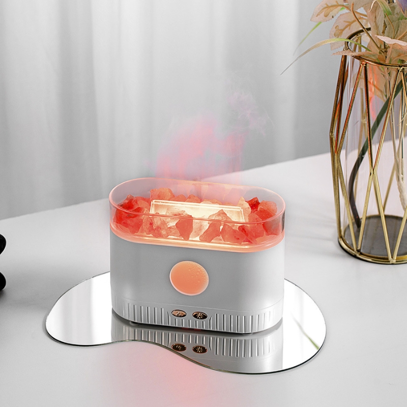 Humidificateur flamme multicolore des huiles essentielles aromatiques en pierre de sel 200ml - موزع روائح الزيوت العطرية باللهب مع صخور الملح الكريستالي 200 مل