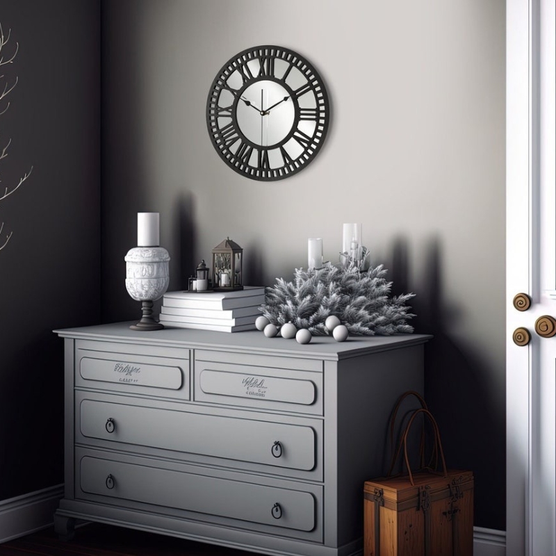 Horloge Murale Décorative Chiffres Plexiglass Avec Fond En Acrylique effet miroir  40Cm / 40Cm