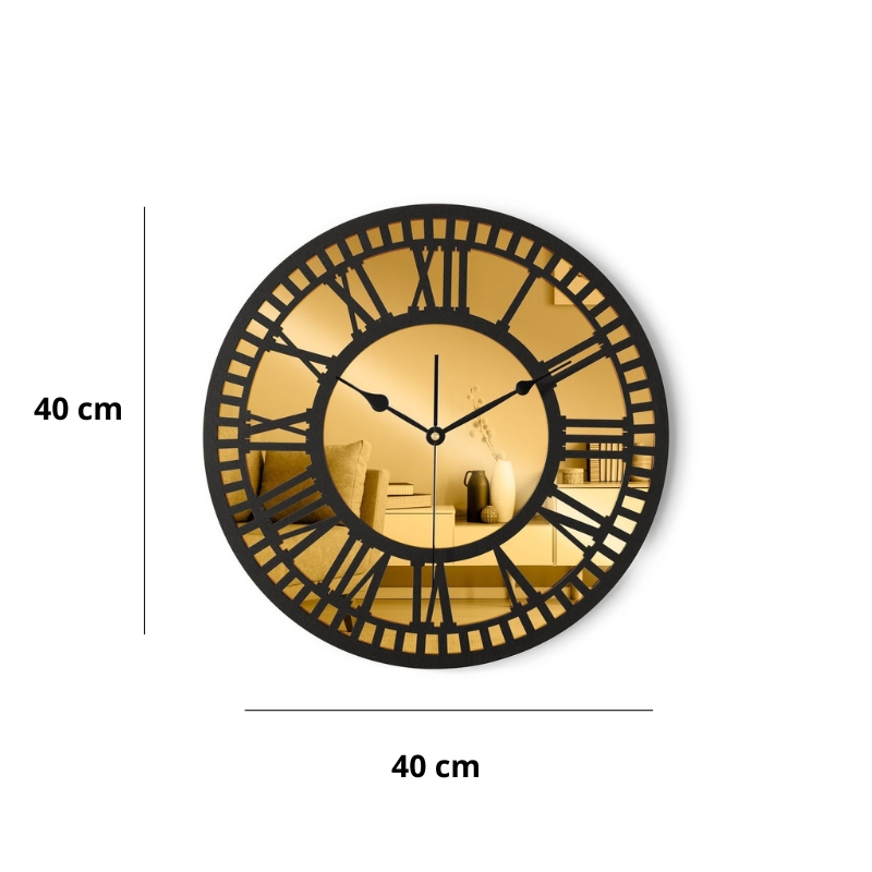 Horloge Murale Décorative Chiffres Plexiglass Avec Fond En Acrylique effet miroir  40Cm / 40Cm