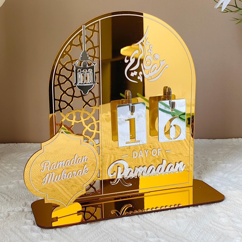 Calendrier Avec numéros Rappel du Ramadan en acrylique Avec base