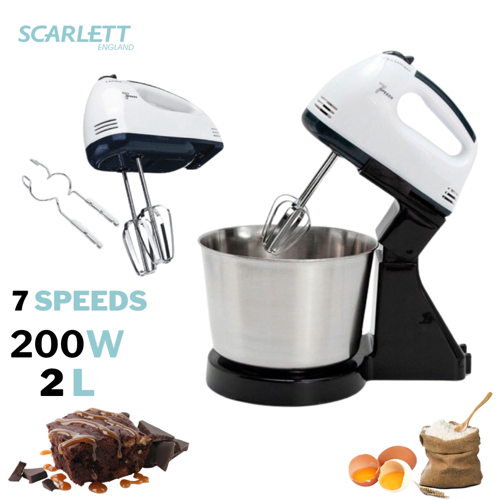 Scarlett Batteur Avec Bol Inox 200W Mini Pétrin 7 Vitesses - Temps