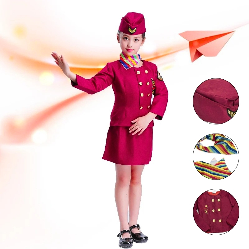Costumes pour Enfants, Uniformes d'Aviation, 4 Pieces hôtesse de l'air