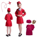 Costumes hôtesse de l'air pour Enfants, Uniformes d'Aviation, 4 Pcs
