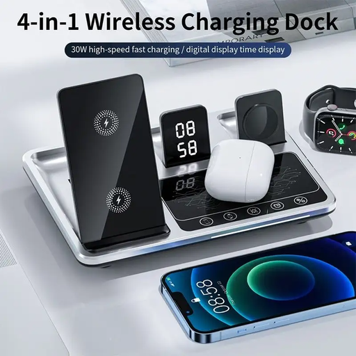 R11 Chargeur sans fil 4en1 / 30W  avec lumière ambiante