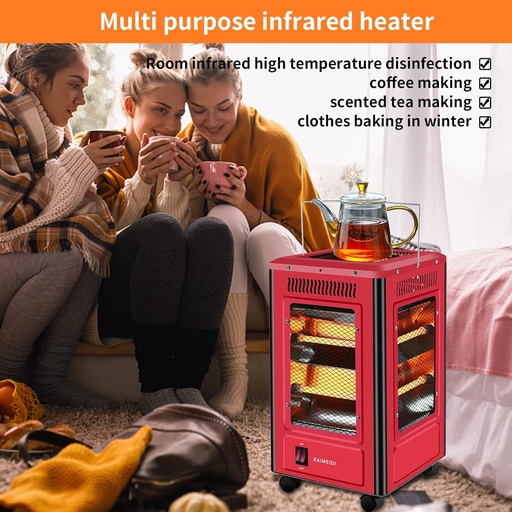 Chauffage Soufflant 2000 W, 360 Degrés, Électrique Eco, Faible Consommation avec 5 Poignées, 5 Modes (400 W-2000 W) - Blanc