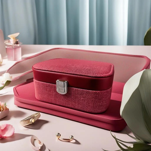 Boîte de rangement de bijoux avec miroir portable en Cuir Pu GM