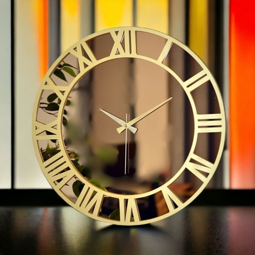 Horloge Murale Décorative Chiffres Plexiglass Avec Fond En Acrylique effet miroir  40Cm / 40Cm